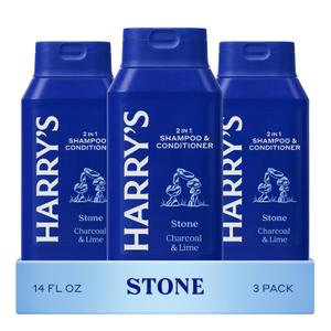 Harry's Men's 2 in 1 Shampoo and Conditioner for All Hair Types - New Stone Scent - (3 Pack) 14 fl oz - No Parabens or Sulfates