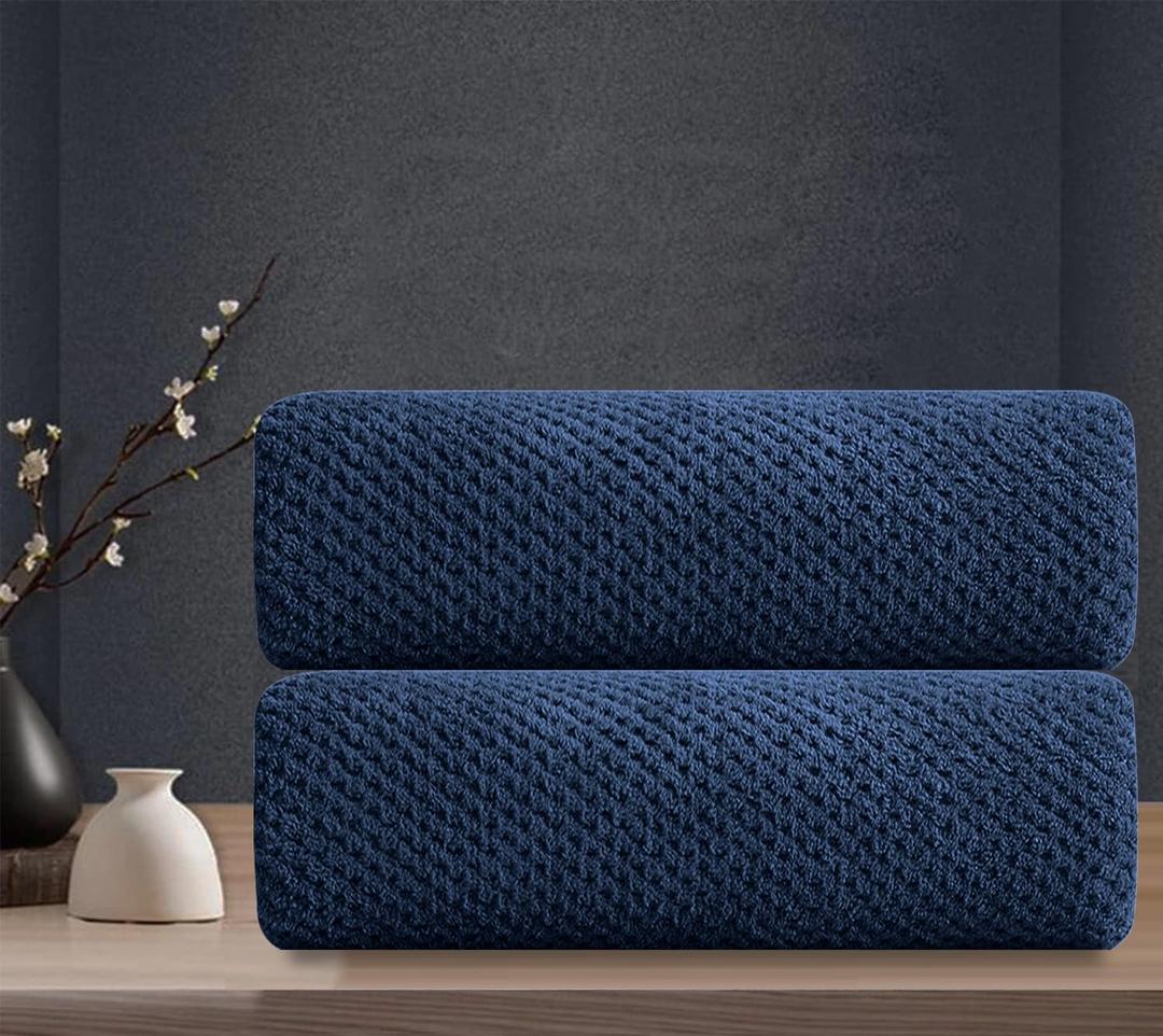 Hand Towels Set 2 Pack-16x31,Ultra Soft Microfibers Bathroom Towel Set Highly Absorbent Quick Dry Luxury Premium Towel Lightweight Durable Hand Towel Collection for Hotel Spa Gym Kitchen,Navy Blue