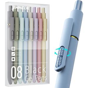 8Pcs Black Gel Pens - 0.7mm Medium Point Black Ink Pens | Smooth Writing - Quick Drying Retractable Pen for Men Women (Morandi - 8Pcs)