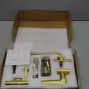 EHOMEWARE Front Door Handle and Deadbolt Set, Satin Brass Gold Exterior Door Lever Handle, Heavy-Duty Door Lock Set