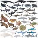 36PCS Sea Animal Toys with Shark, Whale, Octopus & Other Ocean Animal FigurinesToys for Kids, Ocean Theme Cake Toppers Party Favors Birthday Gift for Boys Girls