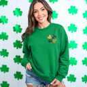 St Patricks Day Sweatshirt Women Shamrock Embroidery Sweatshirts St Patricks Day Shirt Casual Lucky Patch Pullover Tops (Green, L)
