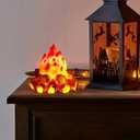 ABOOFAN LED Fake Campfire Lamp Battery Powered Artificial Fire Fake Flame with Realistic Log Flameless Candle for Halloween Christmas Campfire Party Decorations