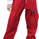 SANGTREE Girls & Womens Drawstring Cargo Jogger Pants,3 Years - Women 3XL (Small, Red)