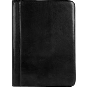 Time Resistance Leather Portfolio - A4 Document Folder - Italian Handcrafted Padfolio Organizer (Black) - Gift Box Included