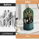 YOOLENS Makeup Brush Holder with Lid 360 Rotating Clear Dustproof Make Up Organizers for Vanity Bathroom Countertop, Green