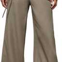 GORGLITTER Women's Low Rise Going Out Formal Dress Pants Wide Leg Work Slacks Pants Business Casual Outfits Trousers L