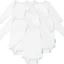 PurComfy Supersoft Long Sleeve Baby Bodysuits, Premium Bamboo Rayon Bodysuit Unisex Boy Girl 0-3-6-9-18-24 months (Cream (6-pack))