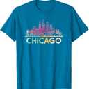 Chicago Illinois Skyline Shirt City Souvenir Tee Women Girls T-Shirt Small
