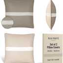 Outdoor Waterproof Pillow Covers Decorative Stripe Cushion Cover in Brown & Beige for Patio, Garden and Balcony 5050 cm - 20x20 in, 2 Pack