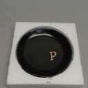 COLLECTIVE HOME - Ceramic Jewelry Tray, Decorative Trinket Dish for Rings Earrings Necklaces Bracelet Watch Keys, Birthday Mother's Day Christmas Gift for Women, 4.75", Black Surface (p)