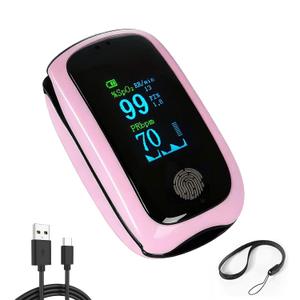 Pulse Oximeter with Respiration, Rechargeable Fingertip Pulse Oximeter Blood Oxygen Monitor with Pulse Readings, Portable O2 Saturation Monitor for Sports and Travel, Pink Pulse Oximeter for Daily Wellness