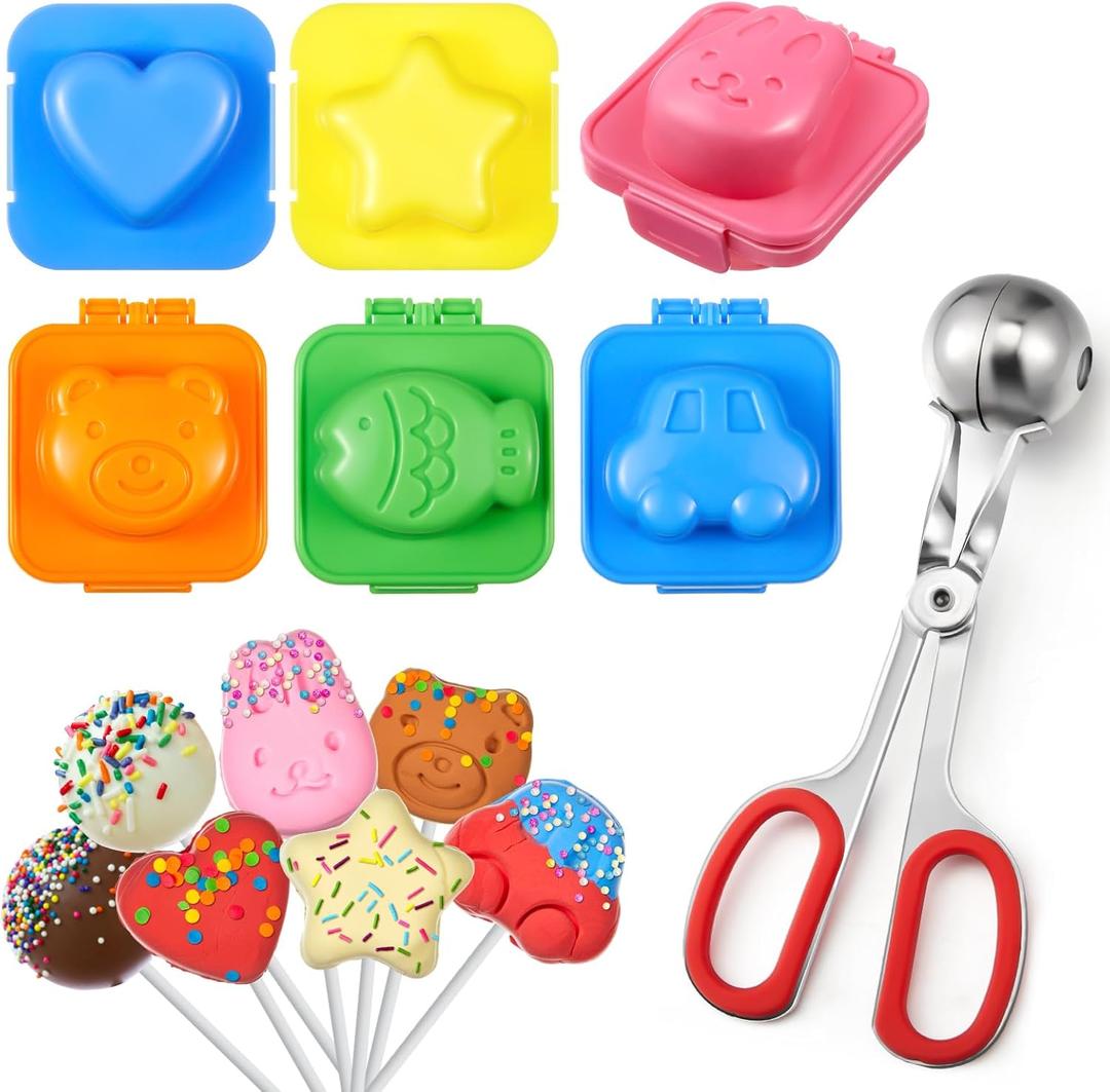 Honeydak 7 Pcs Cake Pop Mold DIY Cake Pop Baking Kit for Cakepops Lollipop Candies Chocolates and Cookies Gift for Christmas