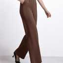 ESOFT Womens Dress Pants 27"/29"/31 Business Work Pants Wide Leg Pull On High Waisted Casual Stretchy Trousers Pockets (Brown, XS)