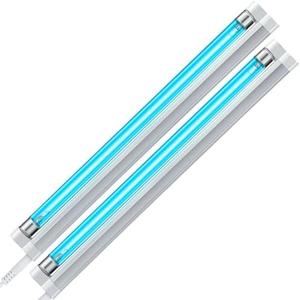 Qualirey 2 Pack UV Lamp Ozone Free, 253.7nm Wavelength UVC Germicidal Lamp 110V with ON/Off Switch Cord, Plug, Connector and Screw Tools for Closet/Cabinet/Bathroom (8w)