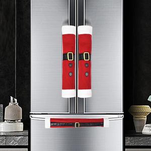 GISSTON Set of 3 Christmas Fridge Handle Covers, Christmas Kitchen Decorations for Refrigerator Microwave Oven Dishwasher Appliance Door Handle Holiday Decor