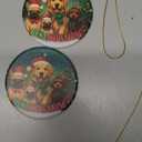 Best Dog Mom Ornament Funny for Puppy Lovers, Women, Pet Moms Cute Holiday Keepsake with Santa Dogs 2.9" Round Ceramic Ornament with Cord