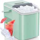 DUMOS Ice Makers Countertop with Handle Ice Machine, Fast in 6 Mins, 26lbs in 24 Hours, Quiet Self-Cleaning, Compact Size Portable for Home, Kitchen, RV, Camping,Modern Green (12.5"11.6"8.8")