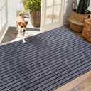 Outdoor Runner Rug 3 ft x 15 ft for Hallway with TPR Backing, Gray Wide Stripes Non-Slip Indoor Runner Rugs Suitable for Balcony, Kitchen, Patio, Garage, Deck, Stair and Entryway Areas