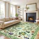 9x12 Area Rug for Living Room Nursery Jungle Animal Print Rug for Kid Boy Playroom Large Rug Non Slip Carpet for Bedroom, Farmhouse, Dining Room, Light Green