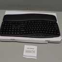 EDJO Wireless Keyboard,2.4G USB/Bluetooth Dual-Channel Connection, Full Size Wave Keys Ergonomic Keyboard with Soft Wrist Rest for Windows, Mac OS Desktop/Laptop/PC(Black)