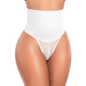 Werena Tummy Control Thong Shapewear for Women High Waist Body Shaper Panties Girdle Lace Shaping Underwear 2XL