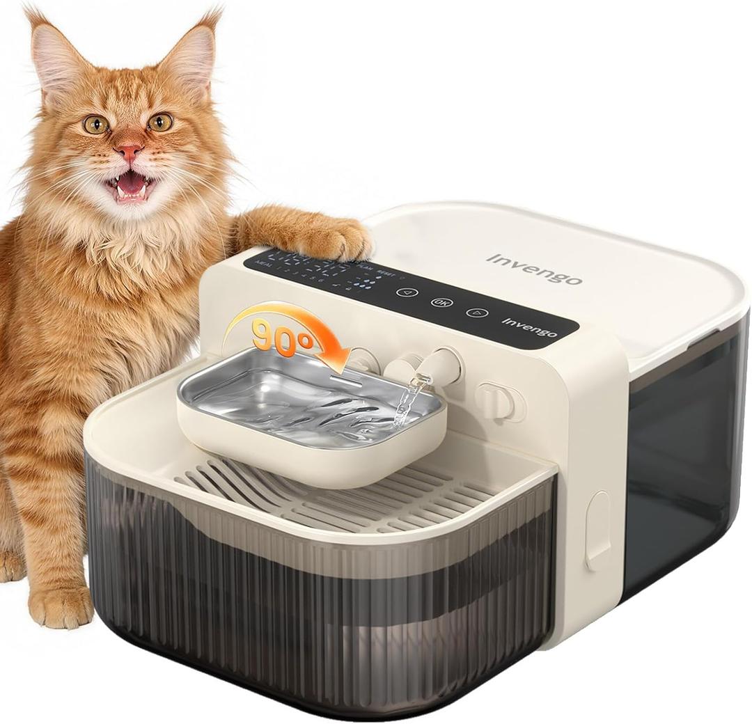 Filterless Cat Water Fountain with Wastewater Separation, 3.5L Stainless Steel Cat Fountain No Filter Needed, Wireless Pet Water Fountain for Cats & Small Dogs, 180-Day Battery, Smart Alert