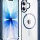 FNTCASE for iPhone 17 Case Clear: Magnetic Phone Cases with Screen Protector Drop Proof Compatible with Magsafe Slim Anti Yellowing Rugged Shockproof Protective Transparent Cell Cover (B-Blue)