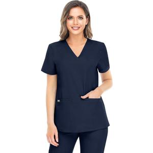 COMENII Scrubs for Women, 3 Pocket V-Neck Tailored Fit Workwear, Anti-Wrinkle Medical Scrub Tops Women XXXL