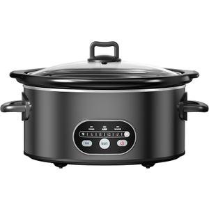 OLIXIS Slow Cooker 6 Quart, Ceramic Nonstick Coating, Programmable Slow Cooker with Dishwasher Stoneware Pot and Tempered Glass Lid, Multi Cookers with 3 Temperature, 35in Tangle Free Cord, Black