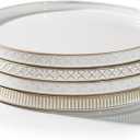 getstar 10.5 Ceramic Dinner Plates, Set of 4, Microwave & Dishwasher Safe, Salad Pasta Deep Plates with Embossments Set of 4