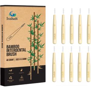 Bamboo Interdental Brushes, Between Teeth Cleaner Deep Clean Brush, 40 Count, Size 0, Small Gaps