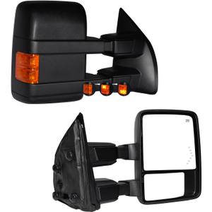 AERDM Towing Mirrors Compatible with 1999-2016 Ford F250 F350 F450 F550 Super Duty Amber LED Turn Signal Light Side Mirrors Power Adjustable Heated glass Telescoping Driver Passenger Pair Set Black