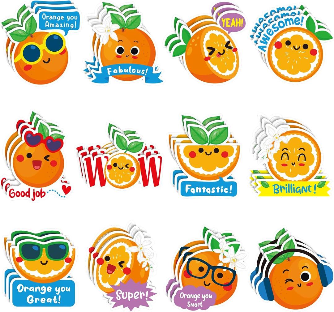 Jetec 300 Pcs Scratch and Sniff Sticker for Kids Smelly Scented Motivational Stickers Reward Teacher Incentive Positive Supplies for Student Classroom School Graduation(Orange)