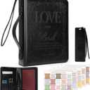 IVGHV Leather Bible Cover for Men, Premium PU Leather Bible Cover Case for Women Large, Church Bag, Carrying Book Case, Bible Book Cover with Handle&Zippered Pocket, Bible Bag for Men & Women (Black)