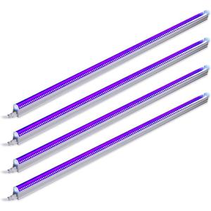 Barrina UV LED Blacklight Bar, 22W 4ft, T5 Integrated Bulb, Black Light Fixture for Blacklight Poster, Halloween Decorations and Christmas Party, Fun Atmosphere with Built-in on, Off Switch (4-Pack)