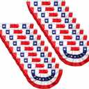 1.5X 3 Ft USA Patriotic Pleated Fan Flags, American Bunting Flag for Outside, Patriotic Half Fan Banner Flag with Brass Grommet for 4th of July Memorial Day Indoor Outdoor Decoration, 18PCS