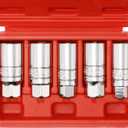 CASOMAN 3/8-Inch Drive Spark Plug Socket Set, 6-Point, 5/8-Inch, 3/4-Inch, 13/16-Inch, 14mm, 18mm, 5-Piece Set