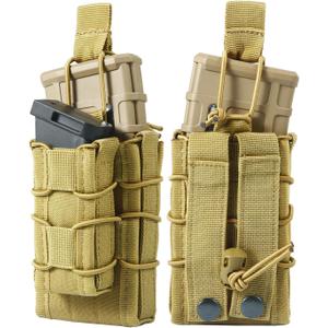 2 Packs Double Molle Mag Pouch 9mm/.40 Pistol Magazine Pouch and 5.56mm 7.62mm Rifle Mag Pouch Set Dual Stack Magazine Pouch Carrier
