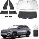8PCS Windshield Sun Shade Custom Fit for 2021-2024 2025 2026 Volkswagen VW ID.4 Accessories Foldable Sunshade Side Rear Window Shade Cover Full Set Privacy Protection Keeps Car Cool