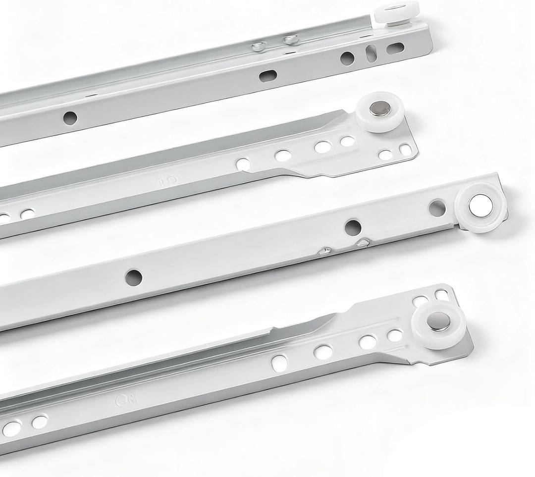 22 Inch Soft Close Drawer Slides, 1 Pair Heavy Duty Side/Bottom Mount Drawer Glides for Cabinet, Dresser Drawers Replacement, White