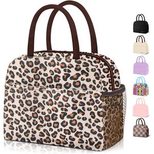 Lunch Bag Women,Lunch Box Adult for Women Men Reusable Insulated Lunch Tote Bag,Leakproof Food Handbags Case High Capacity for Travel Work Picnic Beach,Leopard