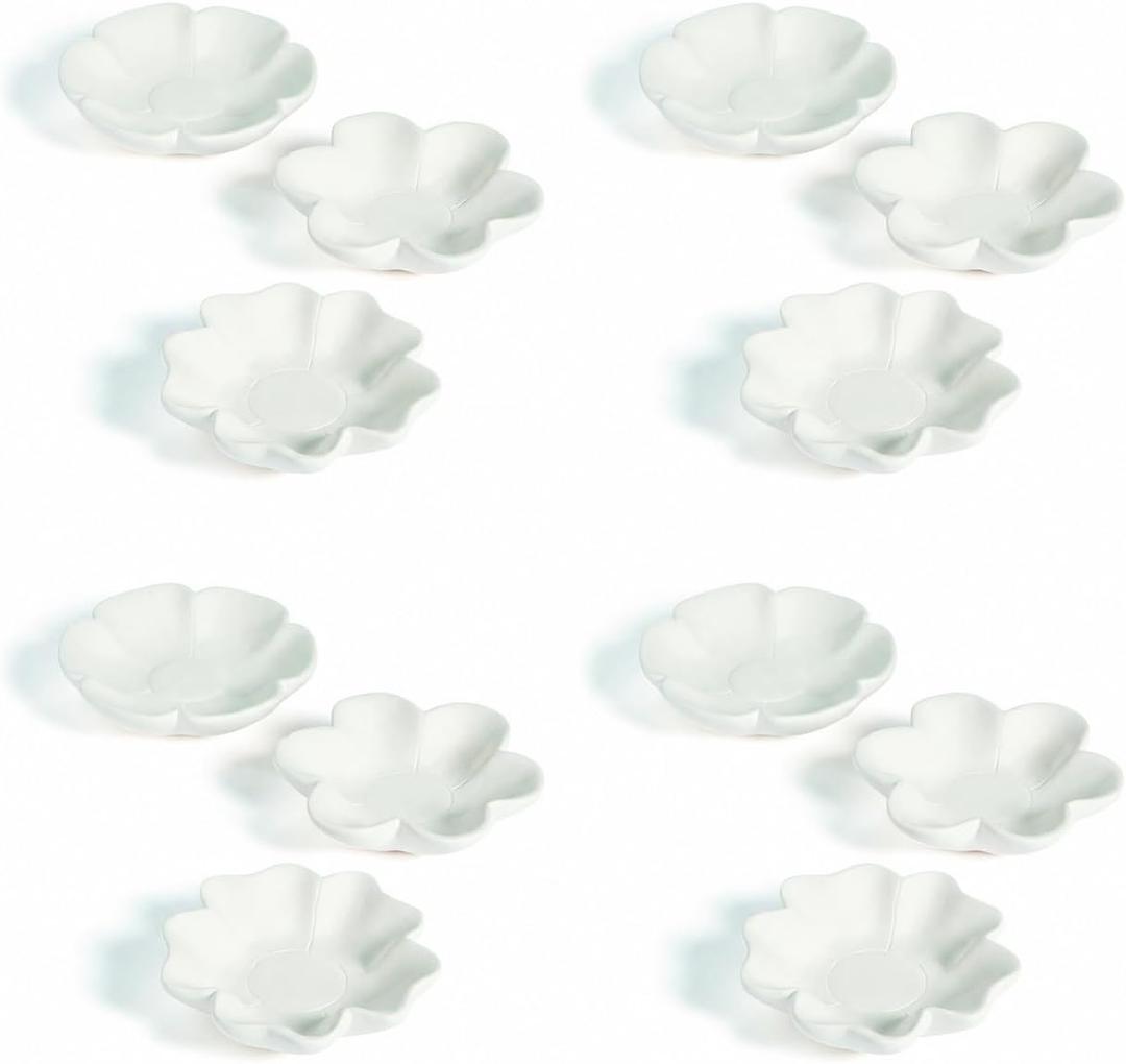 Fun Express Ceramics to Paint Mini Flower Bowls 12 Pack - Ceramic Painting Kit for Kids & Adults | Paintable Bisque Pottery Set with 3 Floral Designs | DIY Arts and Crafts Activity for Home & School
