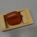 Leather Case Compatible with AirPods 4, D Clip Design with Hand Lanyard, Genuine Crystal Oil Waxy Leather Case for AirPods 4th Generation(2024),Handcrafted, Elegant Style, Orange