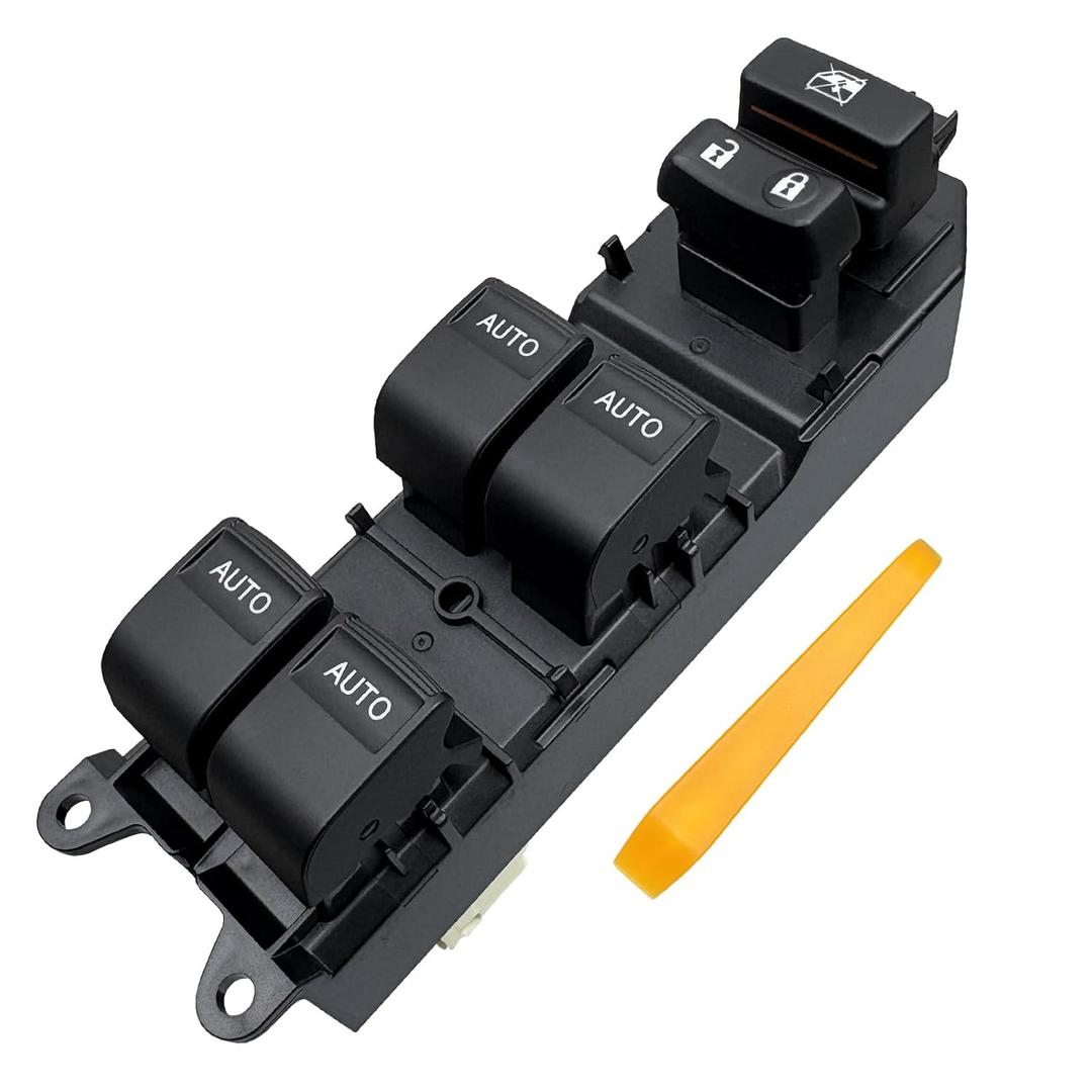 Power Window Master Switch with Auto-Up/Down & White Backlight - Compatible with 2007-2012 RAV4 (Part 84820-12520) Plug & Play, Includes Pry Tool
