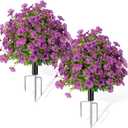 QCQHDU Artificial Flowers Topiary Ball Bush with Purple Violet for Outdoor,24.8" Fake Trees Plants with Ground Spike,UV Resistant Faux Shrubs for Indoor, Garden, Porch, Patio,Home Decor,2 Pack