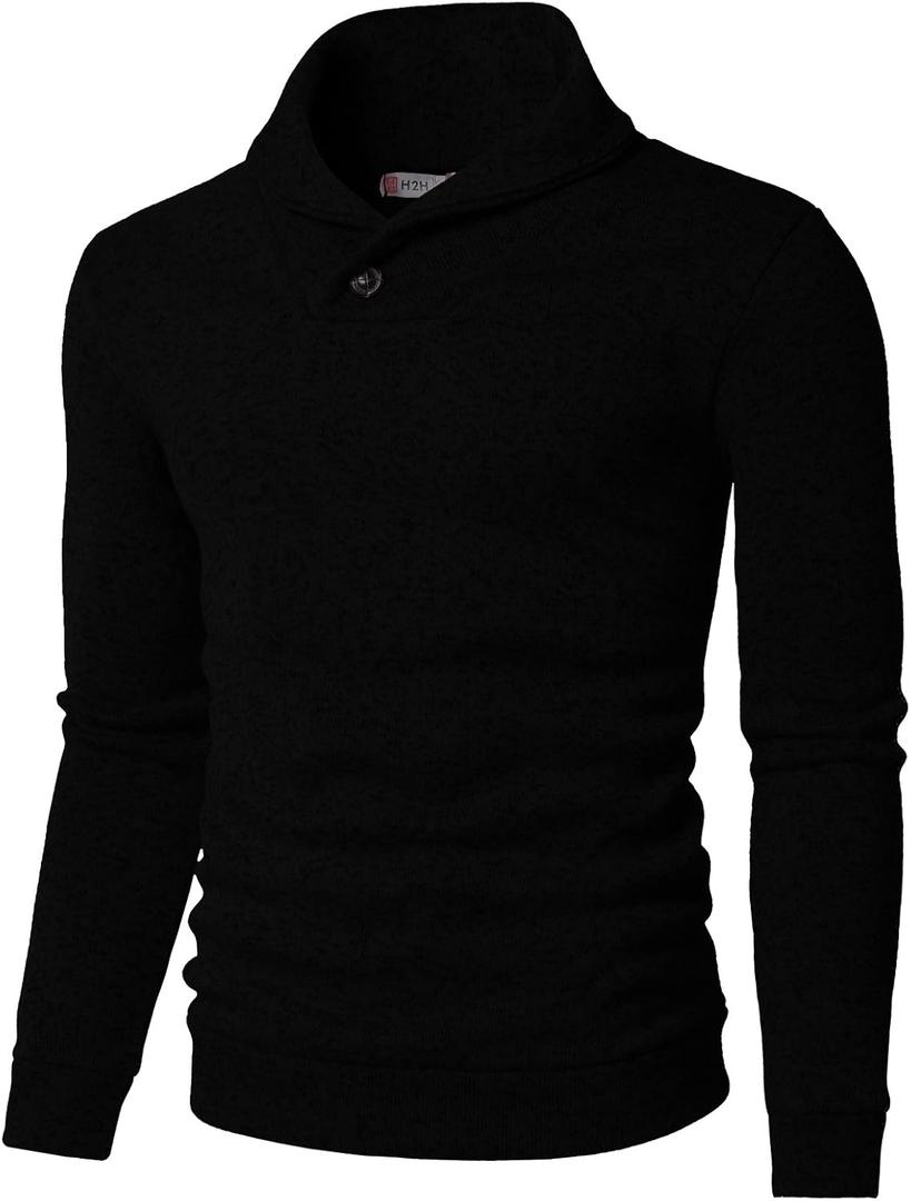 H2H Mens Casual Slim Fit Pullover Sweatshirts Knitted Shirts Napping Inside (Small, Kmoswl036-black)
