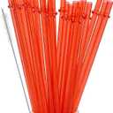 24Pcs Reusable Plastic Straws Colorful Plastic Straws, 11 Inch Long Hard Cup Drinking Straw with Cleaning Brush-Red