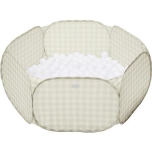 3 Sprouts Kids Ball Pit  Pop-Up Indoor Outdoor Ball Pits for Toddlers Playpen Playhouse  Large Foldable Ballpit - Active Play for Baby Babies Infants Girls Boys (Balls Not Included) - Gingham Beige