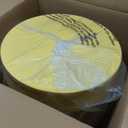 Benjara Kemo Outdoor End Table, Round 14 Inch, Cutout Design, Yellow Frame